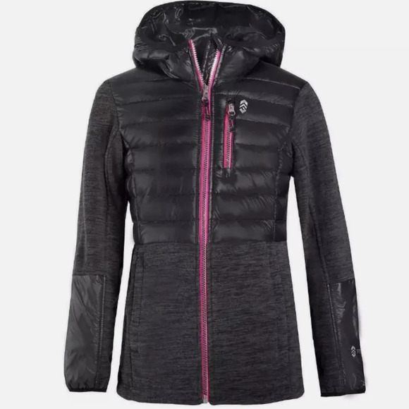 Free Country Black Hybrid Hooded Jacket Size Girl's Large 14/16 NEW with TAGS - Picture 1 of 14